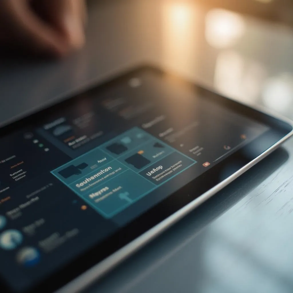 Mobile app on a tablet screen