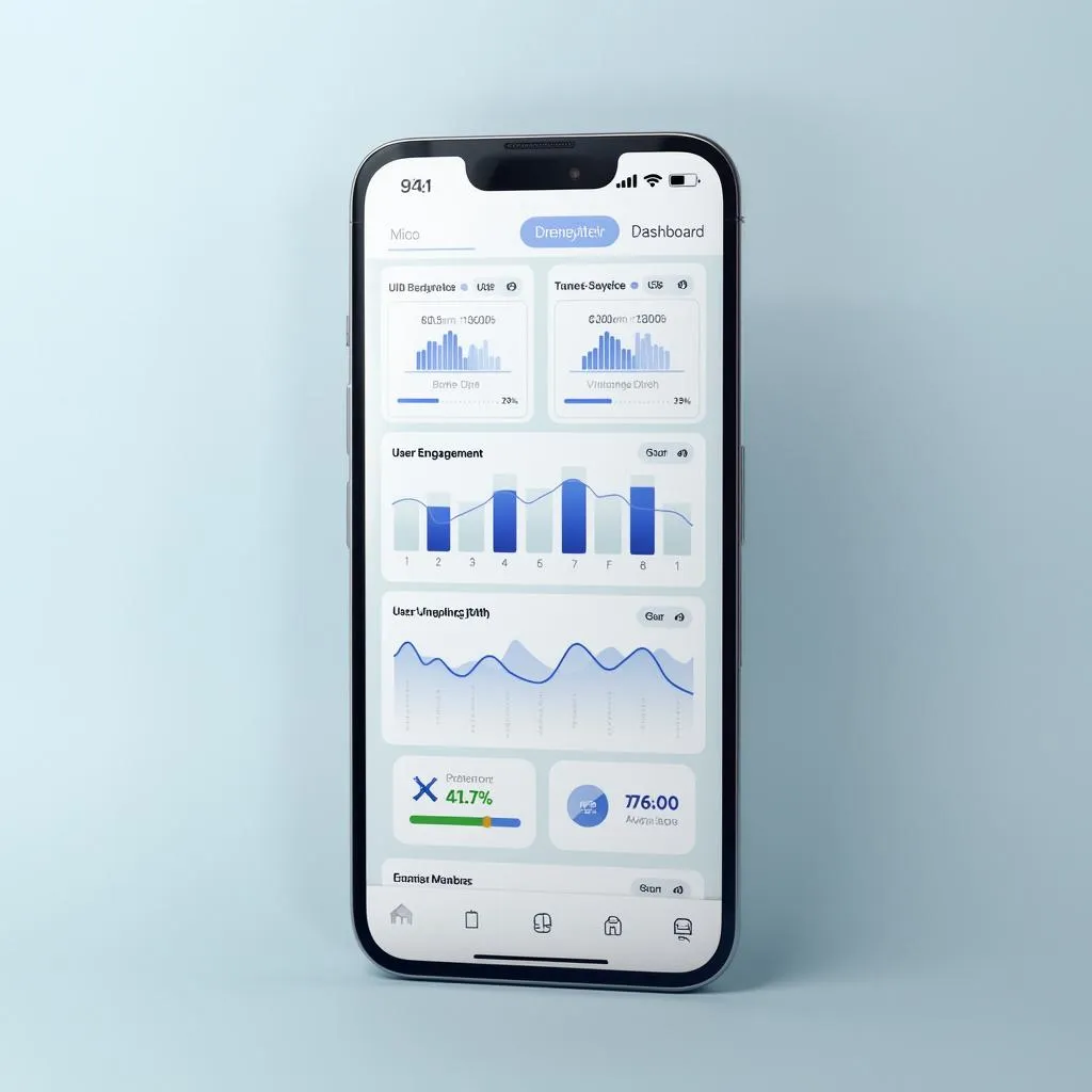 Smartphone displaying app analytics